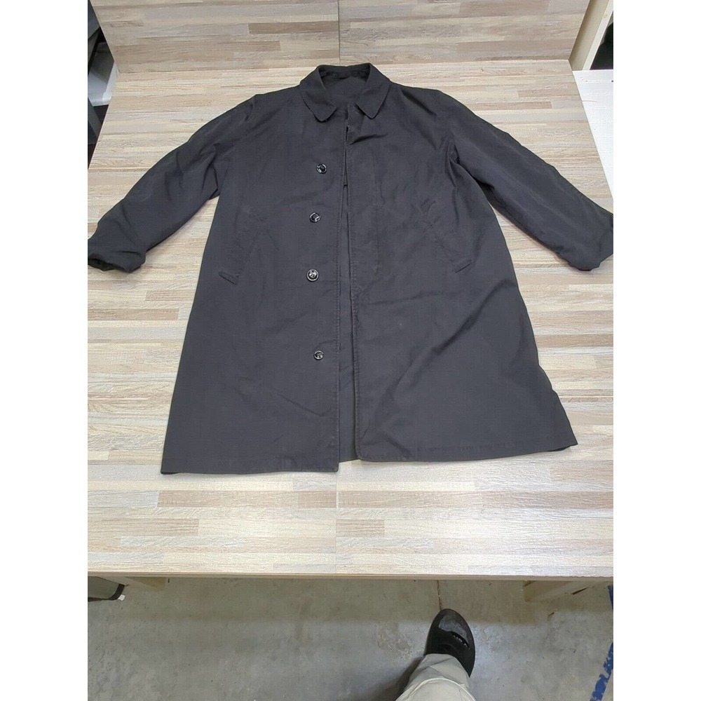Vintage US Navy Blue cotton Button Up trench coat Sz Med